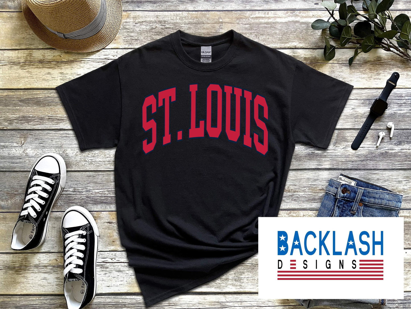 Black Varsity STL Tee: Toddler/kids/adult sizes