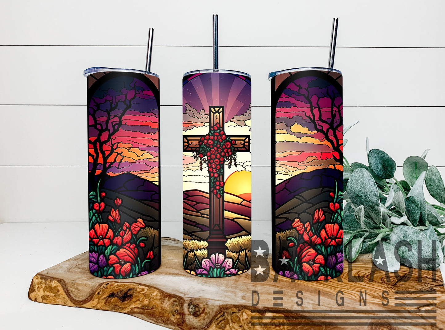Cross Stained Glass Tumbler