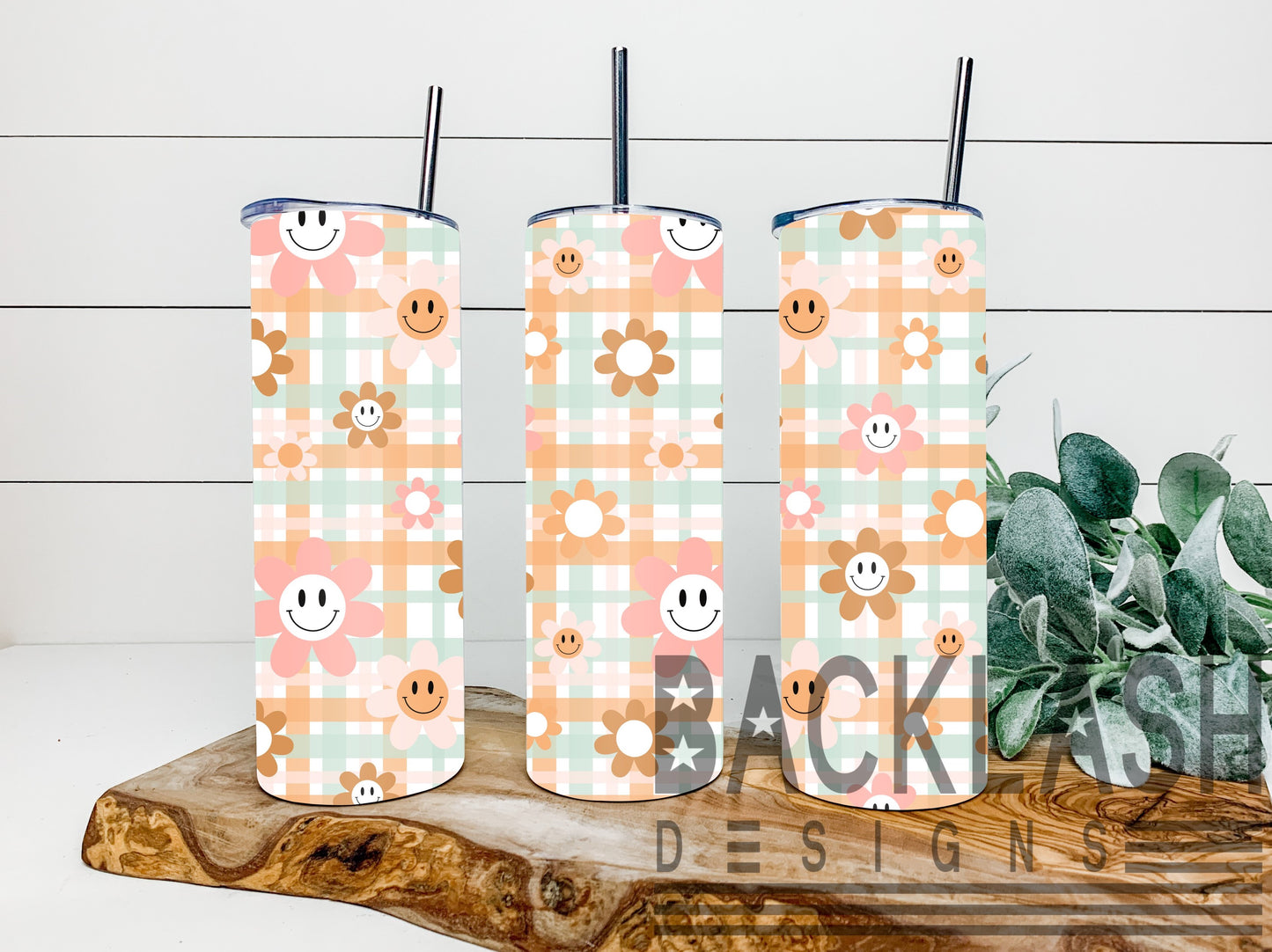 Plaid Smiley Tumbler