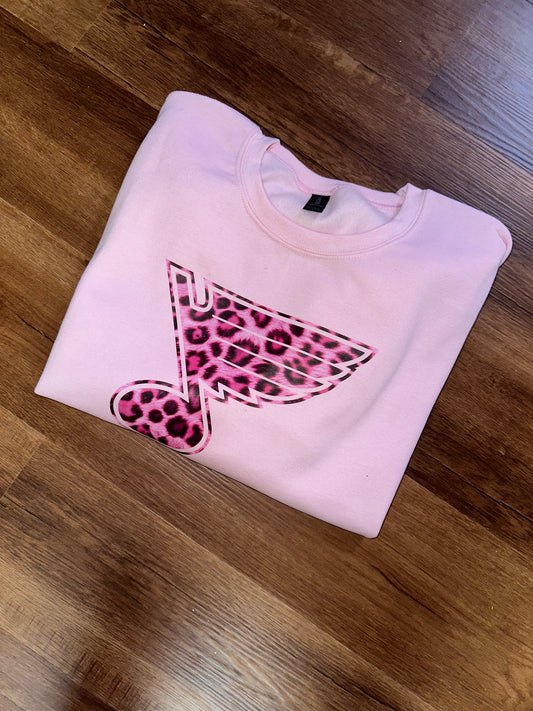 Pink Cheetah blue Note Sweatshirts and Hoodies