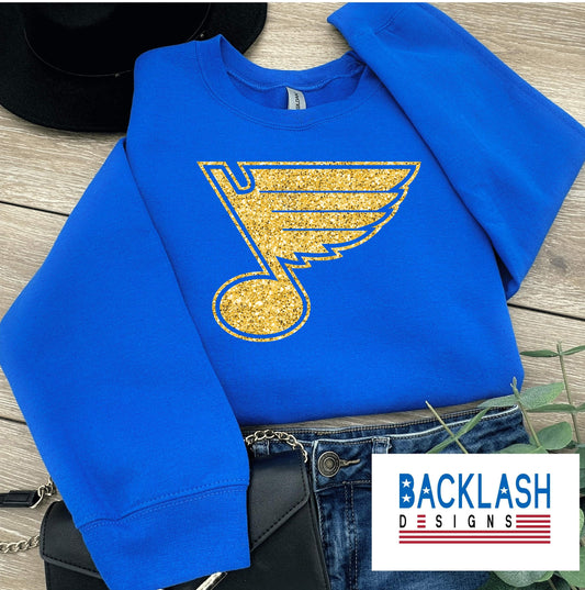 Retro Blue Note Glitter Sweatshirt