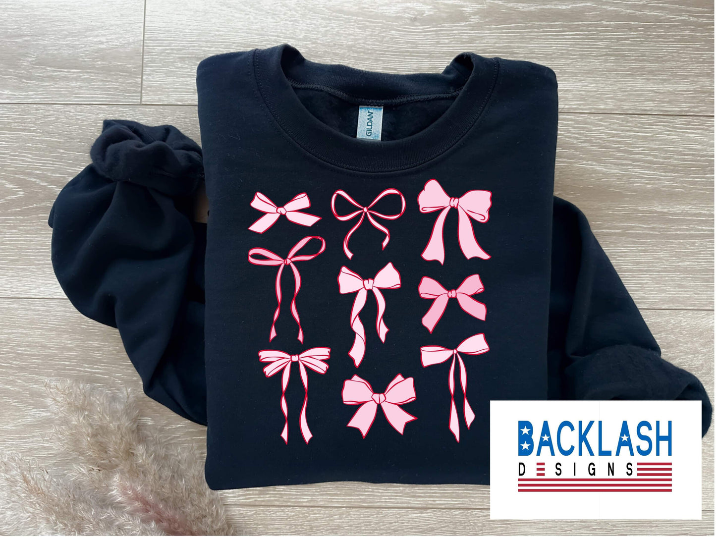 Pink Bows BLACK Sweatshirt