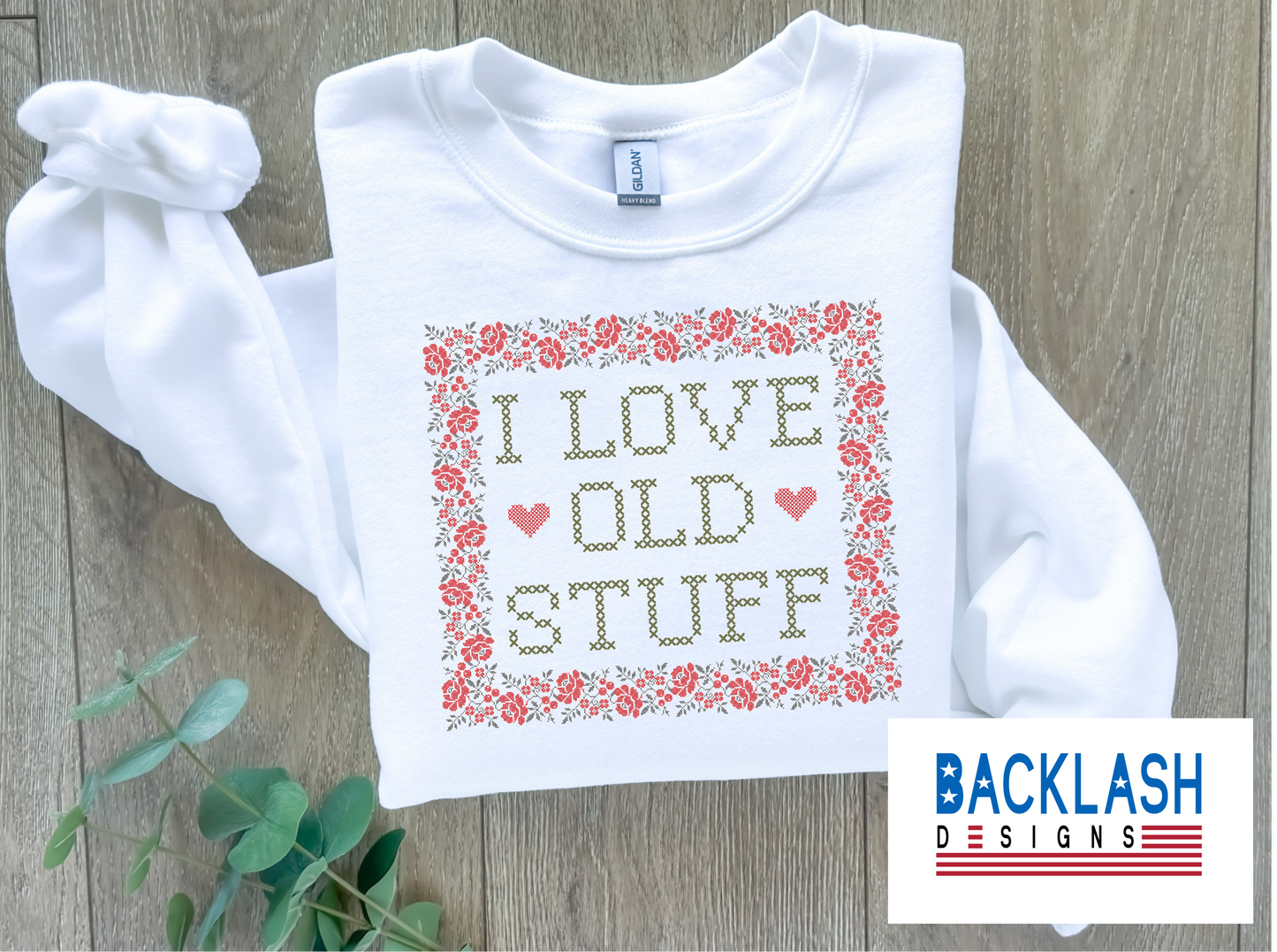 Faux Cross Stitch Old Stuff Apparel