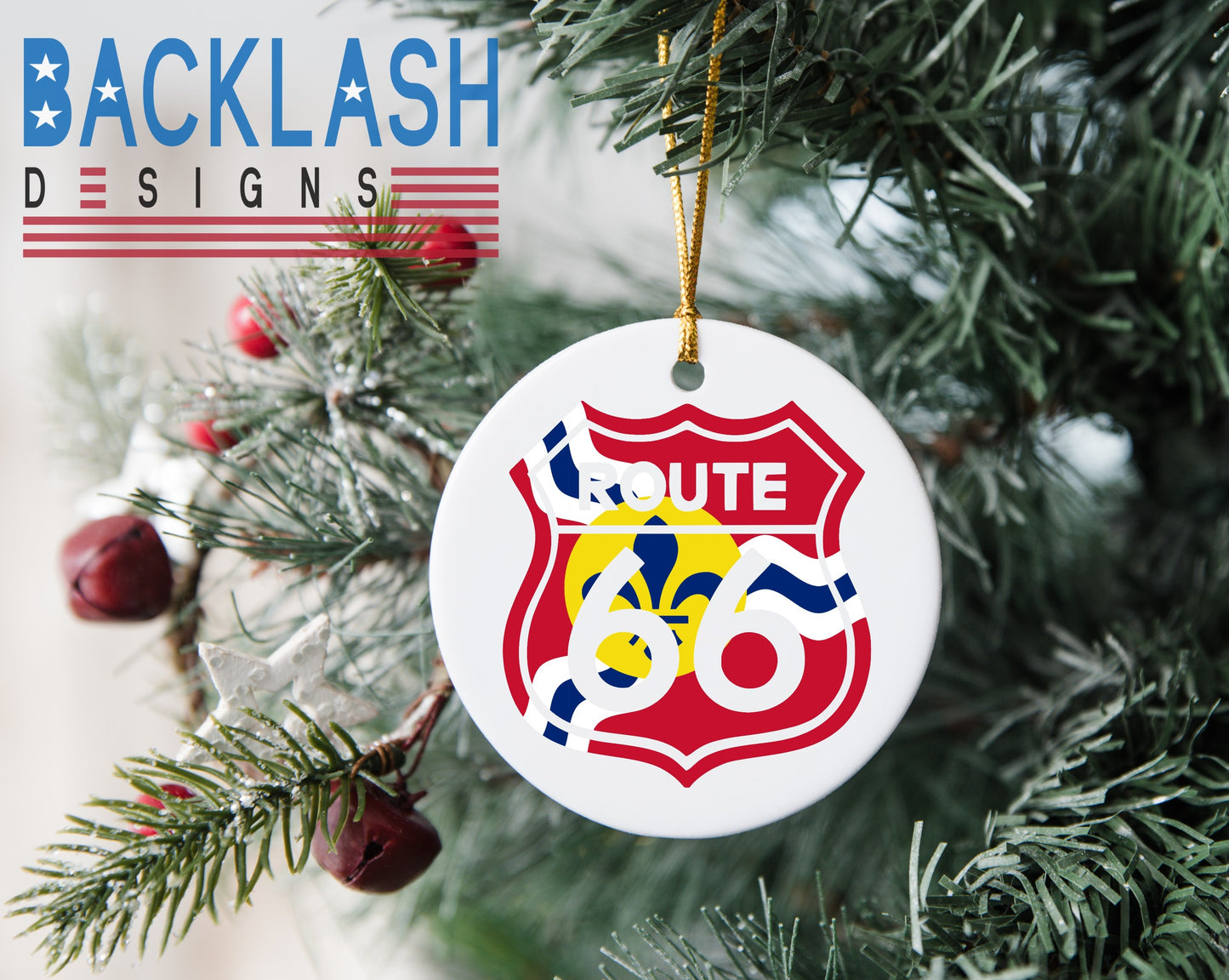 Route 66 Flag Ornament