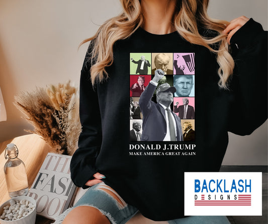 TRUMP ERA COLLAGE SWEATSHIRT, TEE OR HOODIE