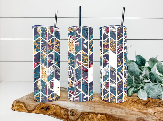 Navy Abstract Tumbler