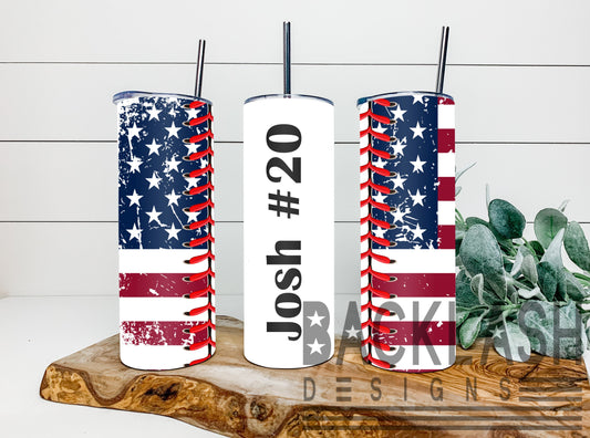 Custom Patriotic Baseball Tumbler