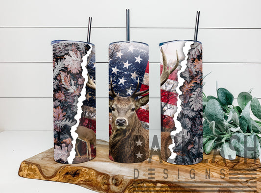 Patriotic Deer Tumbler