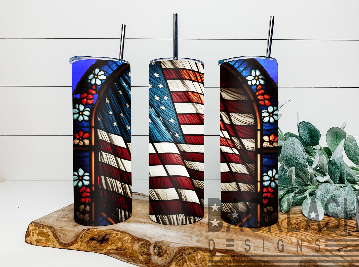 Stained Glass Flag Tumbler