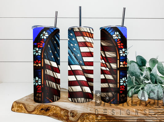 Stained Glass Flag Tumbler
