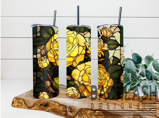 Floral Stained Glass Tumbler