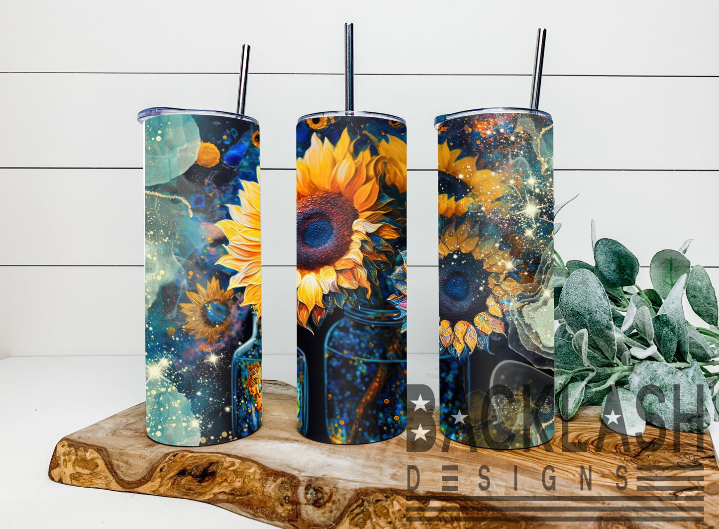 Floral Jar Stained Glass Tumbler