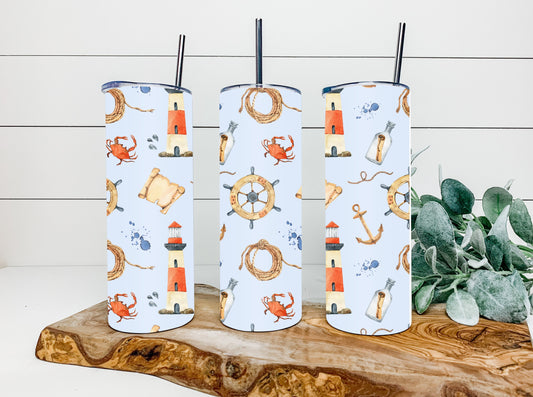 Pale Blue Nautical Tumbler