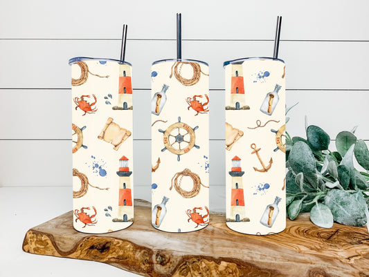 Tan Nautical Tumbler