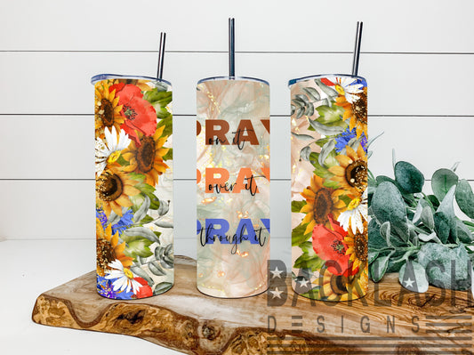 Pray Sunflower Tumbler