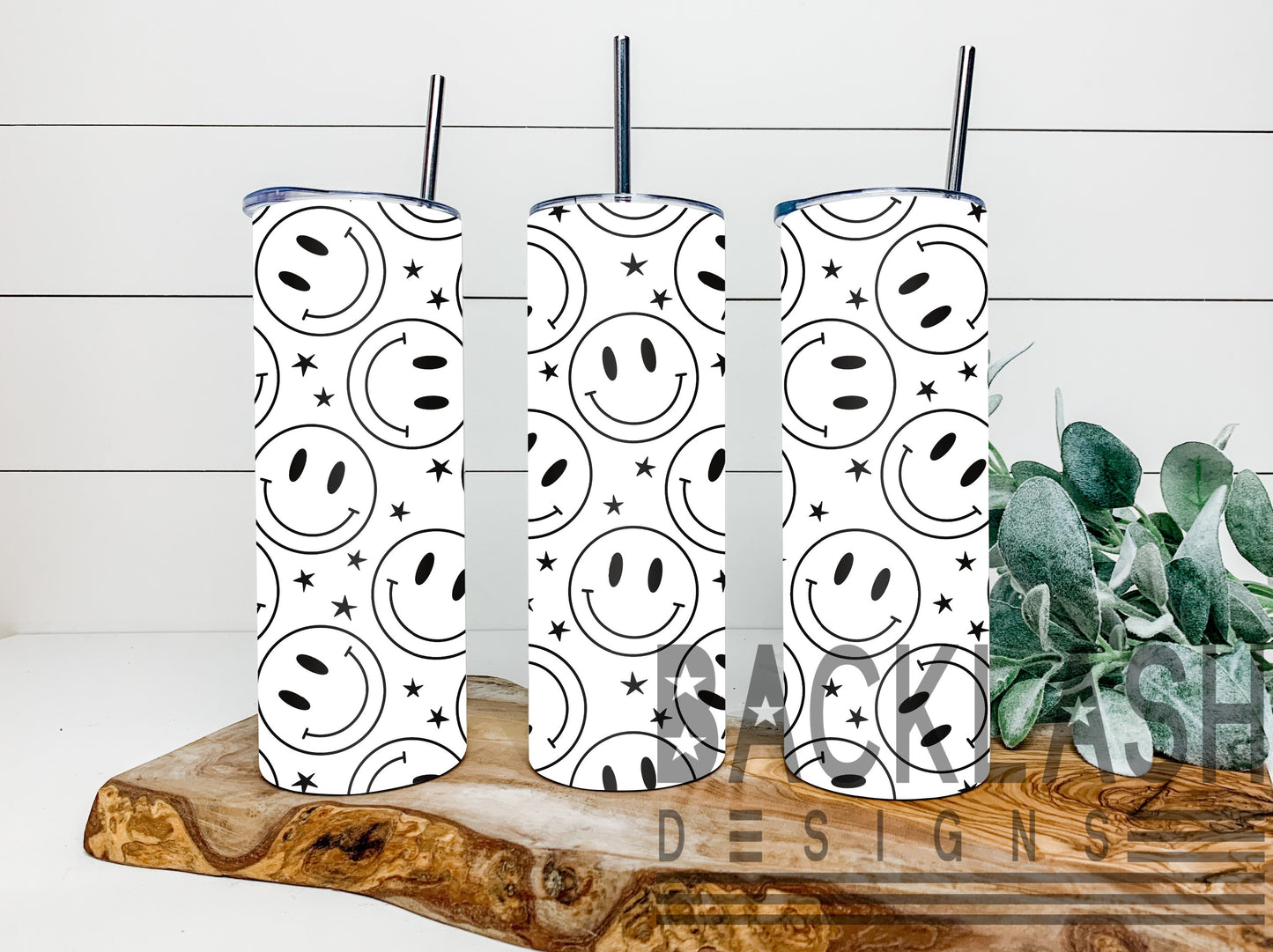 Black and White Smiley Tumbler