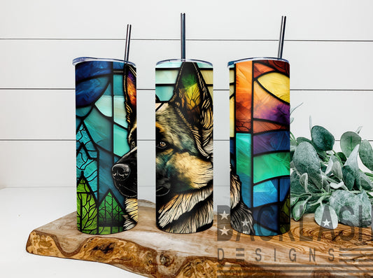 German Shepherd Stained Glass Tumbler
