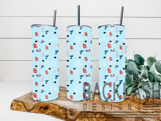 STL blue collage Tumbler